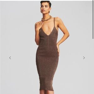 NWT RETROFETE METALLIC COGNAC AMSTER DRESS - medium
